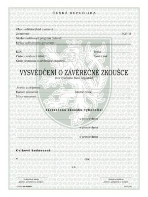 Vysvědčení o závěrečné zkoušce /střední vzdělání s výučním listem)-tříleté obory pro tisk 