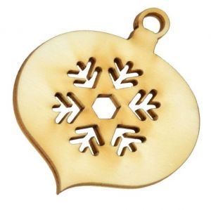 Dřevěný výřez baňka kapka s výřezem 2, 6 x 6,5 cm