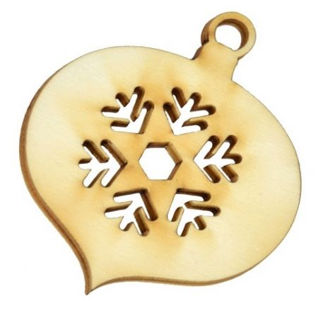 Dřevěný výřez baňka kapka s výřezem 2, 6 x 6,5 cm