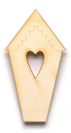 Dřevěný výřez ptačí budka srdíčko velká, 11 x 20 cm
