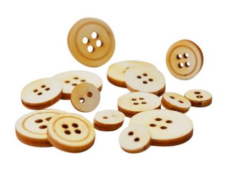 Dřevěný výřez knoflíčky kulaté mix, , pr. 1,5 - 2 cm, 3 g