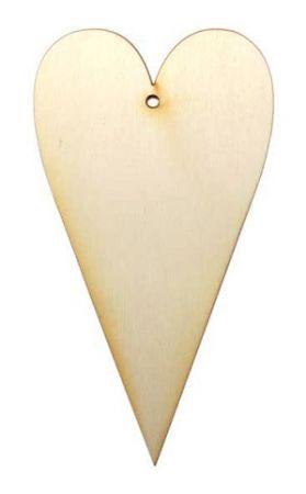 Dřevěný výřez srdce, 8 x 14 cm