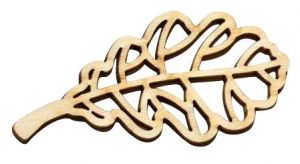 Dřevěný výřez list dubu, 4 x 8 cm