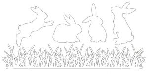 Papírový výřez, zajíci v trávě
