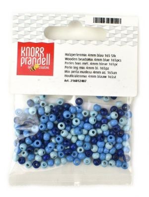 Dřevěné korálky 4 mm, modrý mix , 165 ks
