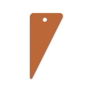 Měděný výsek, trojúhelník s dírkou, 38 x 40 x 20 mm