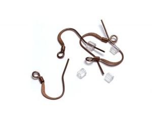 Afroháček s pružinkou + plast. ukončení, 4 + 4 ks, měď 