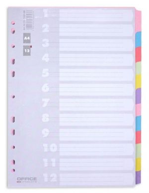 Rozdružovač A4, kartonový, 12 listů, 6 barev