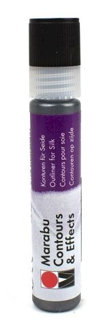 Kontura na hedvábí Marabu č. 772, 25 ml, antracit. metalic