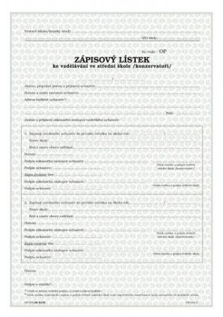 Zápisový lístek ke vzdělávání na SŠ