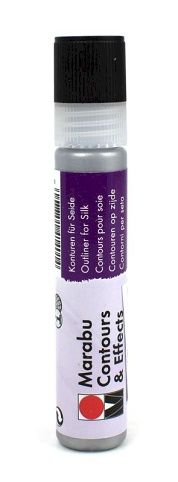 Kontura na hedvábí Marabu č. 782, 25 ml, stříbrná metalic