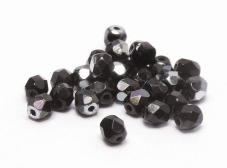 Ohňové korálky, 4 mm, 36 ks, černé 2398