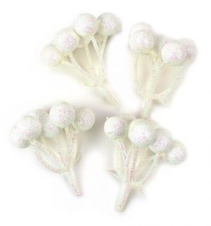 Větvička bobule, perleťová, plast, 4 ks