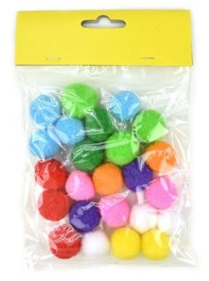 Dekorační bambulky, 20 mm, 24 ks, mix barex