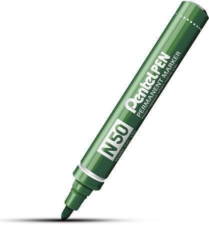 Permanentní popisovač "N50", zelená, 2 mm, kuželový hrot, PENTEL N50-DE