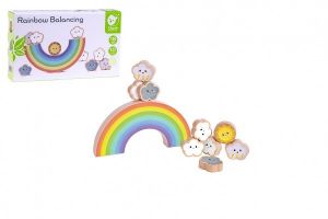 Hra balanční duha s mráčky dřevo 10ks v krabičce 20x12x4,5cm 18m+