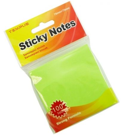 Bloček samol.neon 75 x 75 závěs zelený