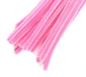 Drát plyšový 30cm růžový 20ks