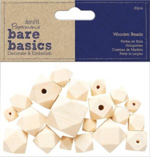 Korálky dřevo víceboké mix velikostí 20ks PMA 174535