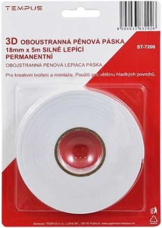 Lepící páska oboustr.pěnová bílá 18 x 5 blistr ST-7200
