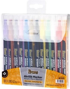 Popisovače Brons akrylové 12 barev 2mm BR-4030