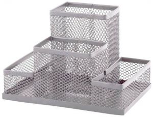 Stojánek drátěný víceúčelový Combo stříbrný 4 přihrádky