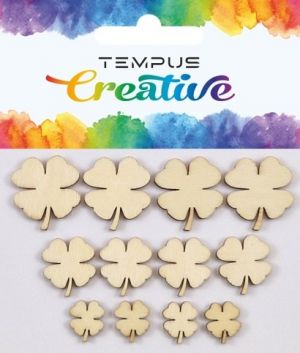 Výřezy dřevěné čtyřlístky 12ks