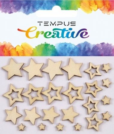 Výřezy dřevěné hvězdičky 24ks