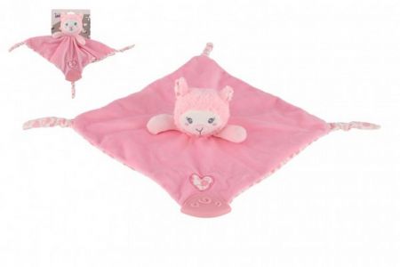 Lama usínáček kousátko chrastítko plyš 25x25cm