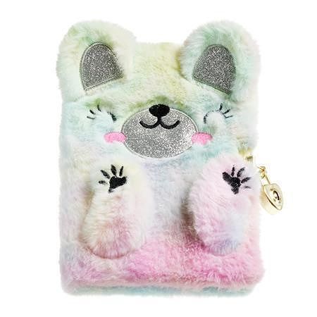 Deník "Back2Fun", duhový medvídek, plyš, se zámkem, APLI MR7493