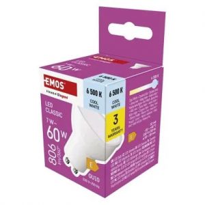 EMOS LED žárovka Classic MR16 / GU10 / 7 W (60 W) / 806 lm / studená bílá