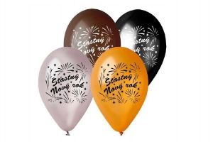 Balonek/Balonky nafukovací 11'' průměr 30cm Šťasný Nový rok 6ks v sáčku