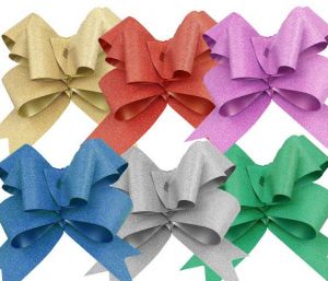 Stuha stahovací mašle 4 x 75cm glitr LUMA mix