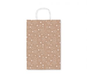 Taška vánoční kraft 16 x 21 x 8cm, bílé hvězdy