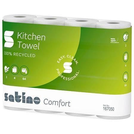 Kuchyňské utěrky "Satino Comfort by Wepa", bílá, papír, 2vrstvé, 4 role
