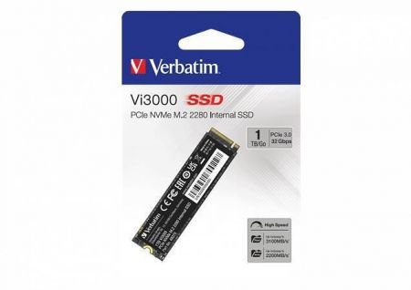 Interní paměť SSD "Vi3000“, 1TB, PCIe NVMe M2, 3300/1300 MB/s, VERBATIM 49375