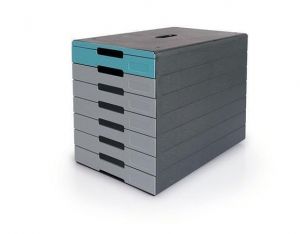 Zásuvkový box "Idealbox pro 7", modrá, plastový, 7 zásuvek, DURABLE 776306