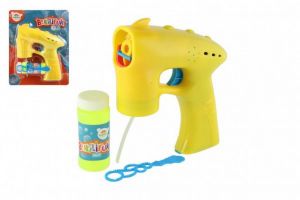 Bublifuk pistole žlutá plast 13cm + 1 náplň, na baterie