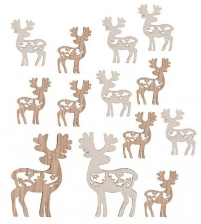 Dřevěný sob mix barev 4 cm, 12 ks