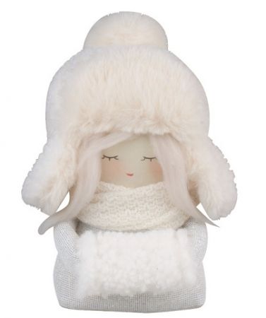 Děvčátko s ušankou na postavení bílá 15 x 22 cm