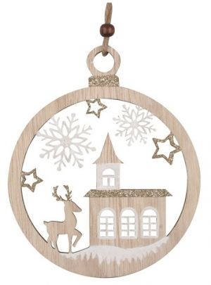Dřevěná dekorace na zavěšení 12 cm