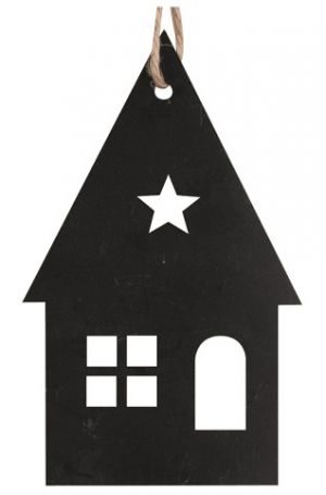 Kovový domek na zavěšení černý 7 x 12 cm