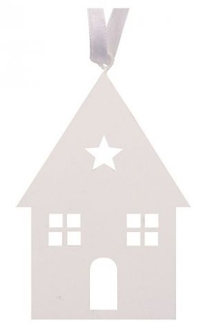 Kovový domek na zavěšení bílý 7 x 9,5 cm