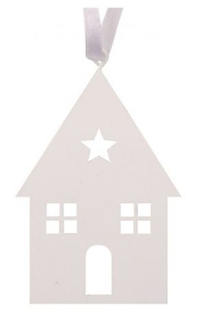 Kovový domek na zavěšení bílý 7 x 9,5 cm