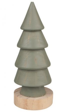 Dřevěný stromeček na postavení zelená patina 7 x 17 cm