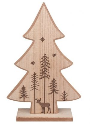 Dřevěný stromeček na postavení s motivem krajinky 16 x 25 cm