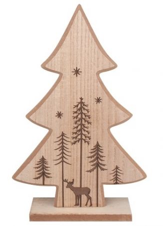 Dřevěný stromeček na postavení s motivem krajinky 16 x 25 cm