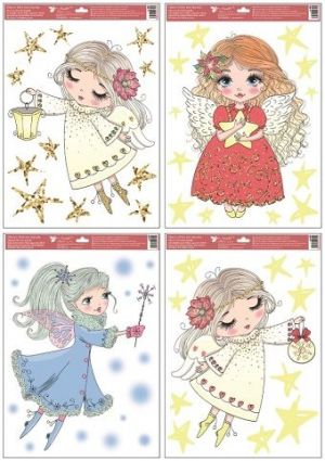 Okenní fólie andělky s glitry 35 x 50 cm