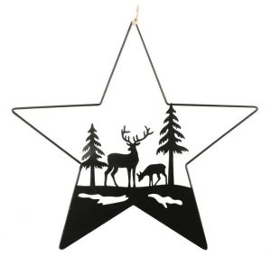 Kovová vánoční dekorace hvězda černá na zavěšení 29 cm