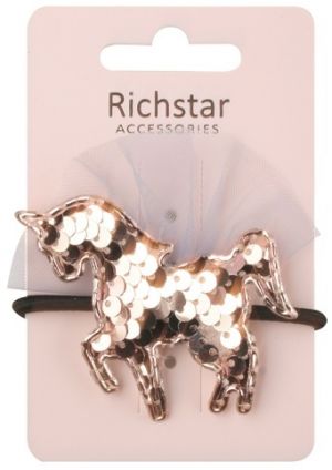 Gumička do vlasů zlatý jednorožec 1 ks, 8 x 6,5 cm